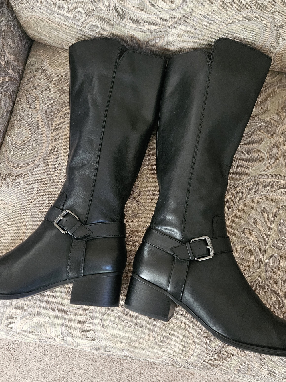NATURALIZER Classic Black Knee High Genuine Leather Boots Sz 9